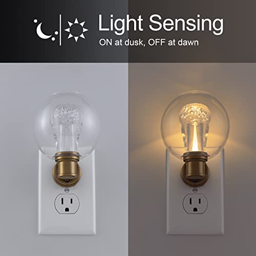 Ge Vintage Led Night Light, Plug-In, Dusk-To-Dawn Sensor, Farmhouse, Rustic, Home Décor, Ul-Certified, Ideal For Bedroom, Bathroom, Kitchen, Hallway, 55338, 1 Pack, Globe Lens #TOP1