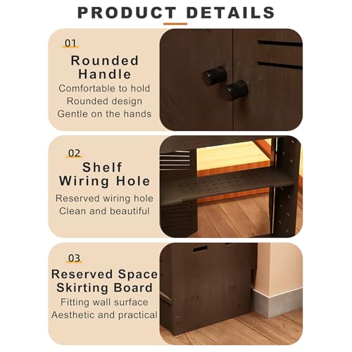 Organizador de router WiFi de madera con puertas y estantes para salón 4