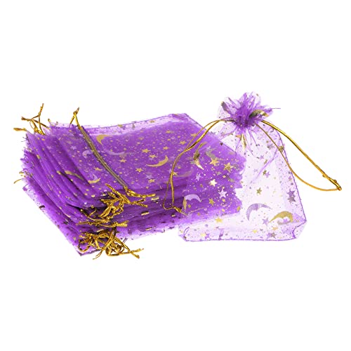 Bolsas de organza PATIKIL con cordón, 50 uds de 4.72x3.5 pulgadas en color violeta oscuro con luna