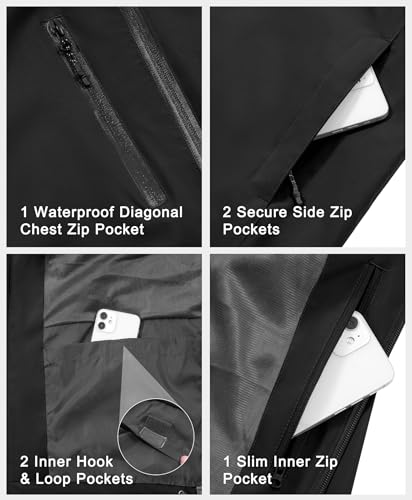 Image of Little Donkey Andy Mens Waterproof Rain Jacket Lightweight Windbreaker Hooded Jacket Packable Raincoat for Outdoor Hiking