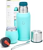 BALIBETOV Mate Kit – Includes 1 Mate Cup, 1 Bombilla Straw, and 1 Thermal Flask with 2 Stoppers – Stainless Steel Gourd with Lid (Aqua)