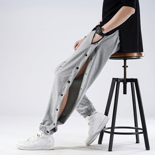 Men's Basketball Pants High Split Snap Button Tear Away Baggy Sweatpants Lightweight Athletic Pants with Pockets3