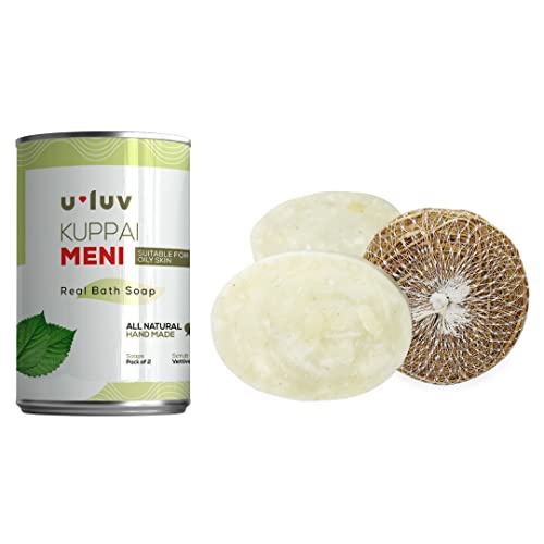 U Luv Kuppaimeni Soap - Natural Bath Soap Blended With Kuppaimeni & Essential Oils | Suitable For Oily Skin Types | Acalypha Indica Handmade Soap Bar (100 Gram X Pack Of 2) With Natural Root Scrub #TOP15