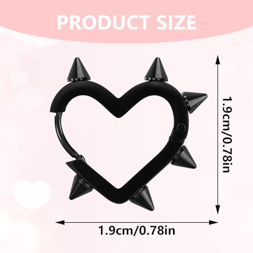 Heart Earrings Black Spike Earrings, Hoop Spike Heart Earrings Stainless Steel Gothic Earring Punk Grunge Emo Y2k Earring Christmas Jewelry Gift for Women Men4