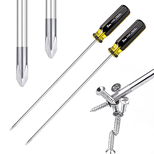 FERCAISH Slotted and Phillips Screwdriver Set - 15" Long, Cross-Head & Flat Blade, Magnetic (2PCS), 2p-1