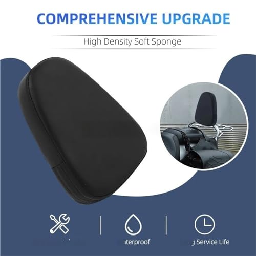 Cojín de respaldo universal de cuero negro para moto 7