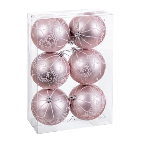 Bolas de Navidad Rosa Plástico 8 cm (6 Unidades) - Marca: BigBuy Christmas - EAN: 8445147222311