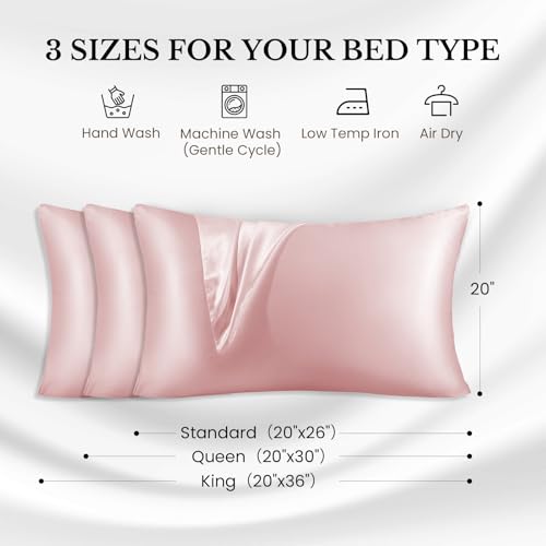 Image of THXSILK 25 Momme Mulberry Silk Pillowcase for Hair and Skin, Hidden Zipper, Gift Box, Organic Silk Pillowcase Standard Size 20x26 inches, 1PC, Light Pink