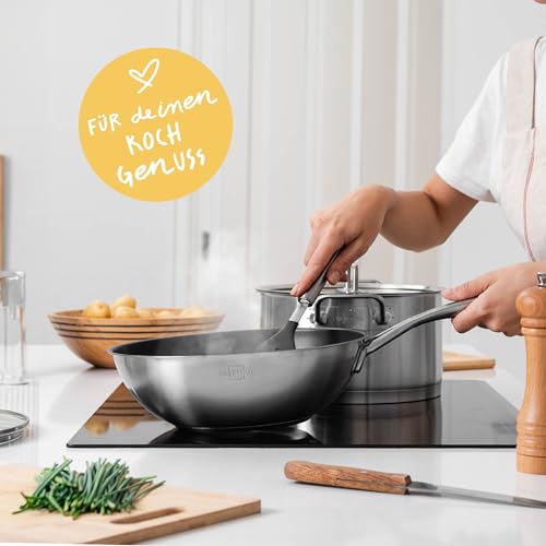 Foto von SILBERTHAL Wokpfanne Induktion 28 cm - Edelstahl Wok mit Anti-Haftbeschichtung - Für alle Herdarten - Backofenfest
