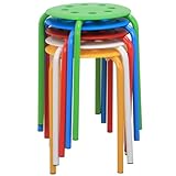 Yaheetech 10pcs Plastic Stack Stools Portable Nesting Stools Flexible Seating Stackable Bar Stools with Round Top 8 Holes Assorted Color Decoration 17.3” Height