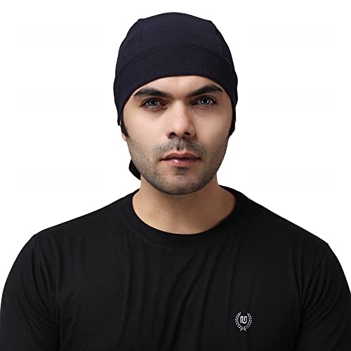 Sweat Wicking Doo Rag Skull Caps Beanie-Cooling Dew Rag Helmet Liner Hat Motorcycle Head Wrap Bandana For Men Blue #TOP6