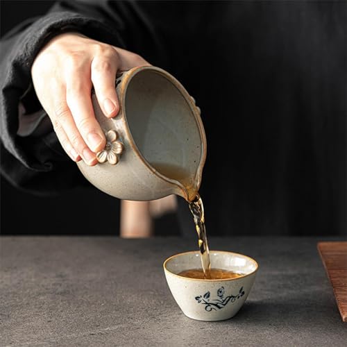 Juego de té japonés con cristalería fina y tazas de cerámica texturizada 3