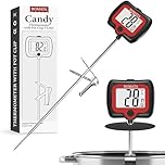 BOMATA 20cm Long Probe Candy Thermometer with Pot Clip, Rotating Display, High Accuracy Instant Read Digital Thermometer for Candles, Liquids, Cooking, Grilling and More…