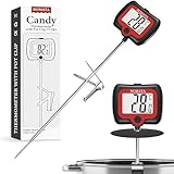 BOMATA 20cm Long Probe Candy Thermometer with Pot Clip, Rotating Display, High Accuracy Instant Read Digital Thermometer for Candles, Liquids, Cooking, Grilling and More…