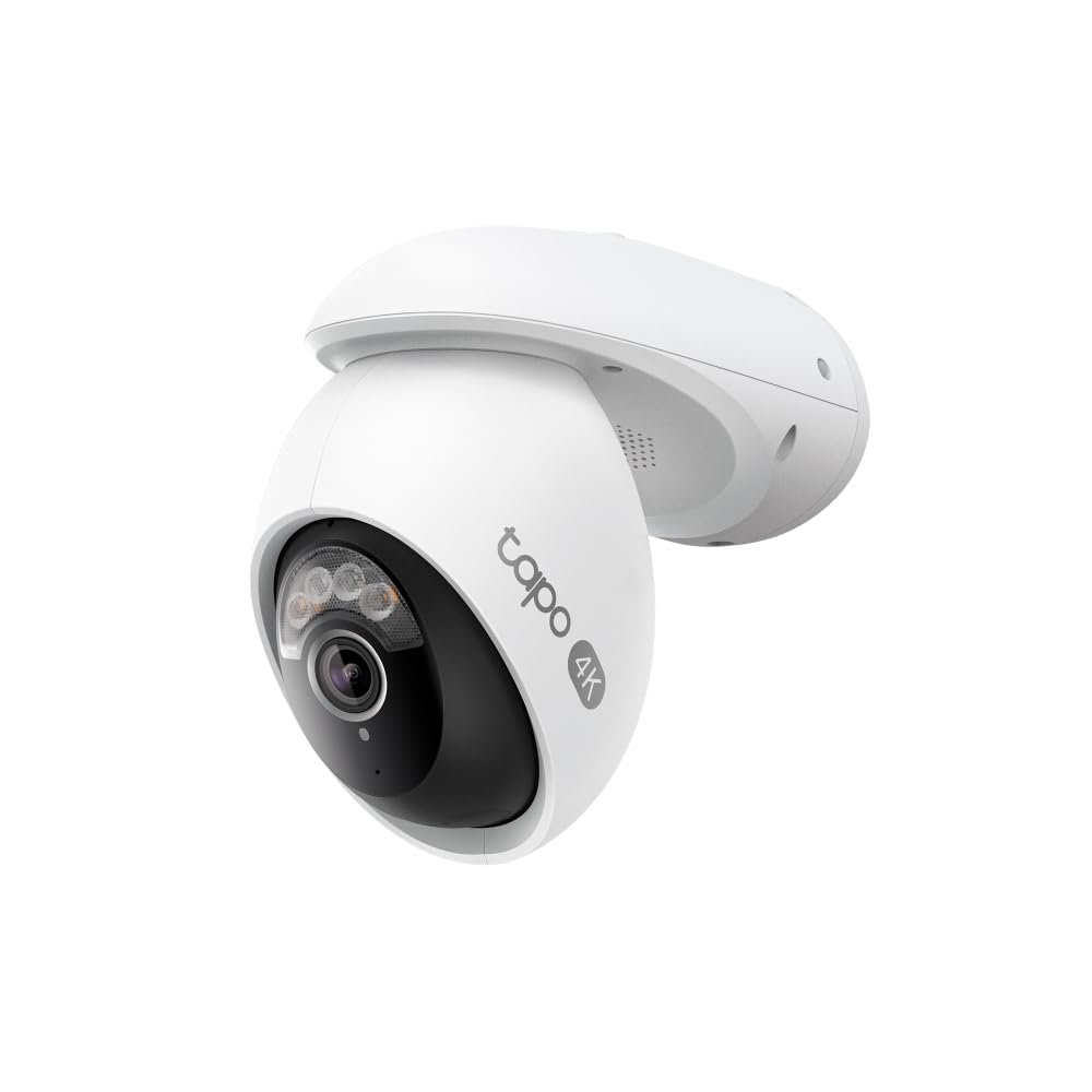 Tapo C560WS, Cámara de Seguridad Exterior Wi‑Fi 6 4K 8 MP, Pan/Tilt 360° AI, Visión Nocturna Color Starlight, Reconocimiento Facial, Zoom Digital 18×, Alarma Luz/Sonido, IP66, Audio Bidireccional Certificado ClimatePartner