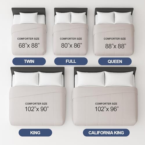 Image of King Size, Light Gray Alternative Down Comforter - Warm, Lightweight & Breathable Hotel Quality Bedding for Men, Women, Kids and Teens - All Season Oversized Cooling Microfiber Duvet Insert Comforter