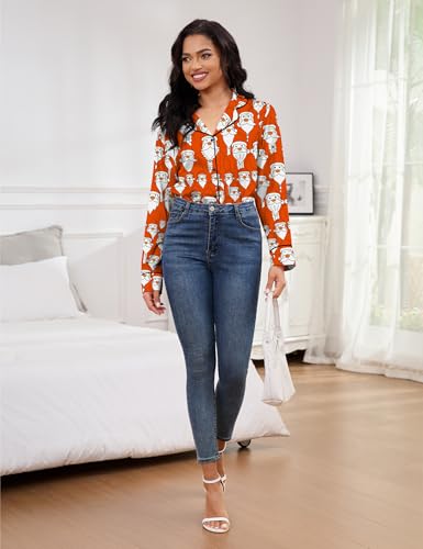 Image of SHESHOW Satin Pajamas for Women Set Long Sleeve Button Down Sleepwear 2 Piece Nightwear Women Pjs Sets Size XS-XXL
