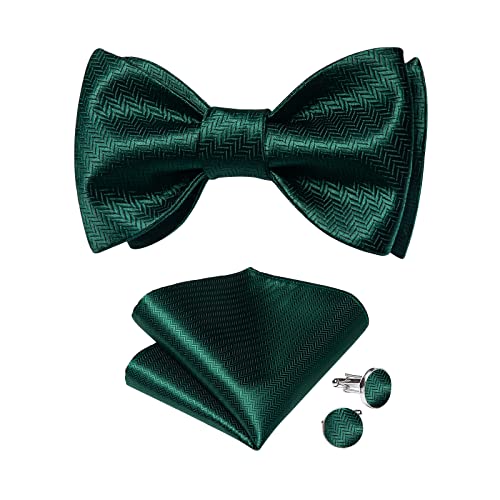 Image of DiBanGu Mens Silk Self Bow Tie Set 4PCS for Tuxedo Wedding