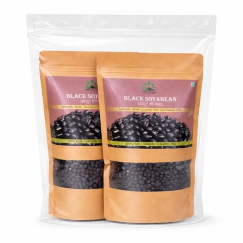 Image of Hillpure Organic Grown by mother nature Black Soyabean /Kala Bhatt /Black Bean | Ancient Grain from Uttarakhand | 500 gm + 500 gm
