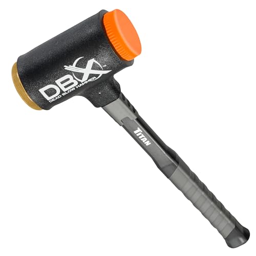 Titan DBX 63630 28oz Dead Blow Hammer with Interchangeable Polyurethane & Brass Striking Faces, Rebound Resistant, 14