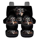 Quelytytrip Dachshund Print Car Seat Covers Full Set for Dog Lovers,Universal Front and Split Rear Seat Covers for Cars,SUVs,4PCs Set