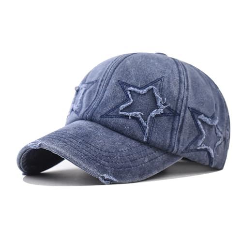 Image of GEEKPC Vintage Washed Cotton Baseball Cap with Distressed Star Embroidery - Unisex Adjustable Hat for Outdoor Sports, Hiking, Golf, Tennis, Casual Streetwear and Travel, Soft Breathable Pure