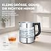 SEVERIN Glas Wasserkocher, 1,0L, leistungsstark und kompakt in hochwertigem Design, elektrischer Wasserkocher mit Kalkfilter, Edelstahl/schwarz, WK 3468