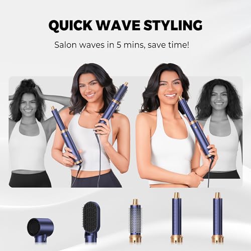 Image of Blow Dryer Brush, Upgrade 5 in 1 Hair Dryer Brush Air Curler Air Curling Wrap Styler, Detachable Hot Air Brush Negative Ion Curling Brush Iron, Hair Styling Tools for Drying Curling Straightening