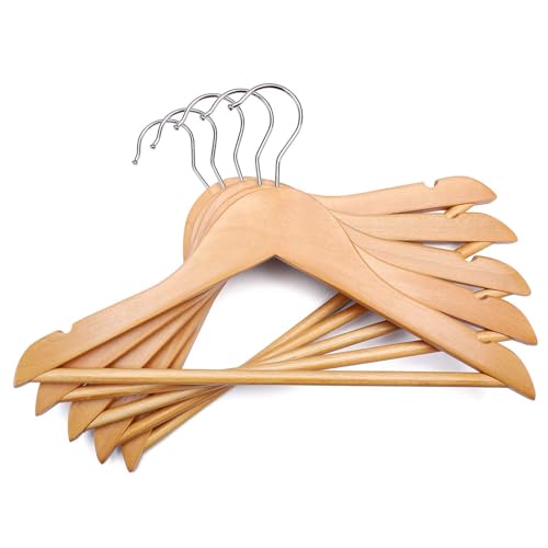 Image of HOUSE DAY Childrens Wooden Kids Hangers, 20 Pack Baby Hanger Nursery Wood Hangers, 360 Swivel Hook Non Slip Coat Hanger for for Coats, Suits, Pants and Jackets (Natural)