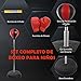 Imagen de HOMCOM Saco de Boxeo de Pie Punching Ball con Altura Ajustable de 4 Niveles en 126-144 cm Base Rellenable de Agua o Arena Guantes y Inflador para Adolescentes Rojo y Negro