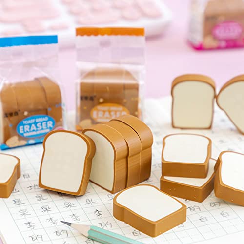 2Pack Cute Toast Bread Erasers Cartoon Bread Shaped Pencil Eraser Portable Rubber Eraser Teacher Award Gifts Pencil Eraser Sketching Tools #TOP3