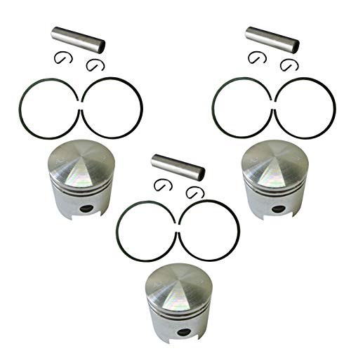 Liangxuekeer 3 Pcs 47Mm Pistons & 6 Pcs Piston Rings & 3 Pcs Pins Kit For 49Cc 66Cc 80Cc 2 Stroke Engine Motorized Bicycle Bike #TOP4