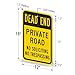 SmartSign 18 x 12 inch “Dead End - Private Road, No Soliciting, No Trespassing” Metal Sign, 63 mil Laminated Rustproof Aluminum, Black and Yellow