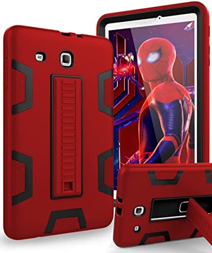 TIANLI Samsung Galaxy Tab E 9.6 Case Anti-Scratch Shockproof Three Layer Full Body Armor Protection with Sturdy Kickstand Anti-Fingerprint Case for T560 T560NU T560NZ T567,Red Black