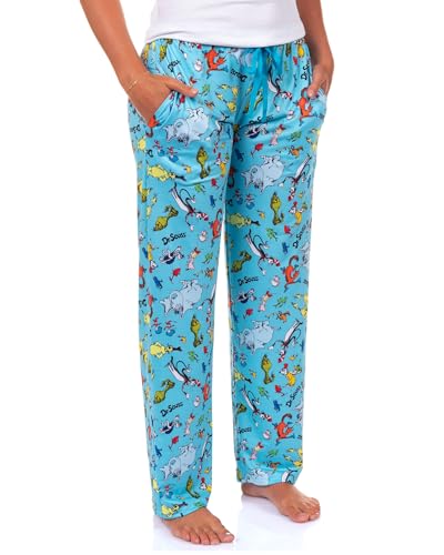 Dr. Seuss Pajamas Womens Cat in The Hat Grinch Horton Character PJ Pants (Small)