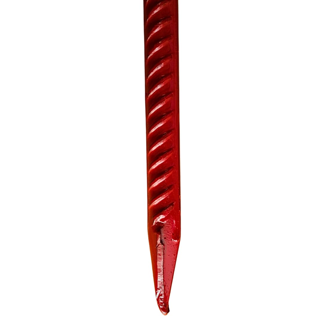 KRUSE 10 x Laterneneisen mit UVV-Bügel - 125 cm Ø 12 mm- Absperrleinenhalter Berliner Modell, angeschmiedete Spitze - rot tauchlackiert