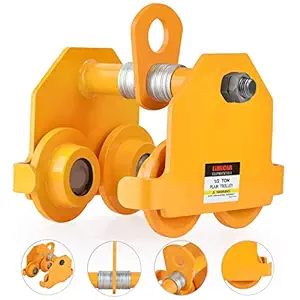 LIMICAR Manual Trolley 1/2 Ton Heavy Duty 1100LBS Push Beam Trolley Capacity Plain Trolley Crane Lift Dual Wheels Garage Hoist