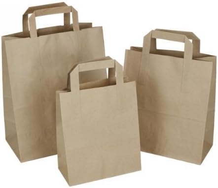 Medium Brown Paper Carrier Bags - (8" x 10" x 4") - 25pcs