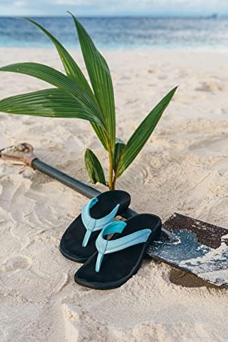 OLUKAI Ohana Women's Beach Sandals, Quick-Dry Flip-Flop Slides, Water Resistant, Wet Grip Soles & Compression Molded Footbed, Sea Glass/Black, 7 | Image 4