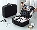 Produktbild Kosmetiktasche Mädchen, Reise Schminktasche mit Pinselfach Schwarz, Tragbare Doppelschicht Wasserdicht MakeUp Tasche Organizer Kulturtasche mit Spiege, Tragegriff und Zip,Schwarz,M