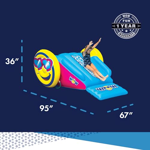 WOW Sports FUN SLIDE Inflatable Pool Slide for Kids & Teens with EZ Boarding, Heavy-Duty Handles, Water Ballast Pontoons, Slide Bumper & More