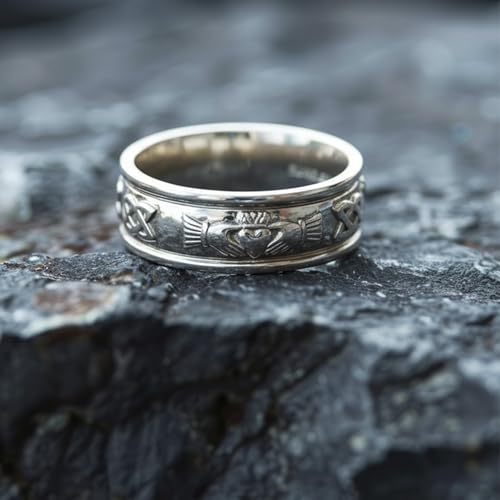Biddy Murphy Men's Irish Claddagh 925 Sterling Silver Wedding Ring 1/4" Band, Traditional Celtic Jewelry Made In Ireland & Crafted by Irish Artisan Jewelers Co. Wicklow, Size 9.5 by Biddy Murphy - Image 5