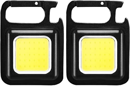 1/2pcs LED Small Flashlight 800Lumens Bright USB Rechargeable COB Mini Keychain Flashlight Multifunctional Waterproof Portable Pocket Light 3 Modes for Emergency Walking Camping Fishing(black-2pcs)
