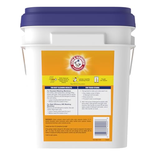Image of Arm & Hammer Powder Laundry Detergent, Professional Soap for Washing Clothes, 290 Loads, Free and Clear, Bulk 18lb Pail