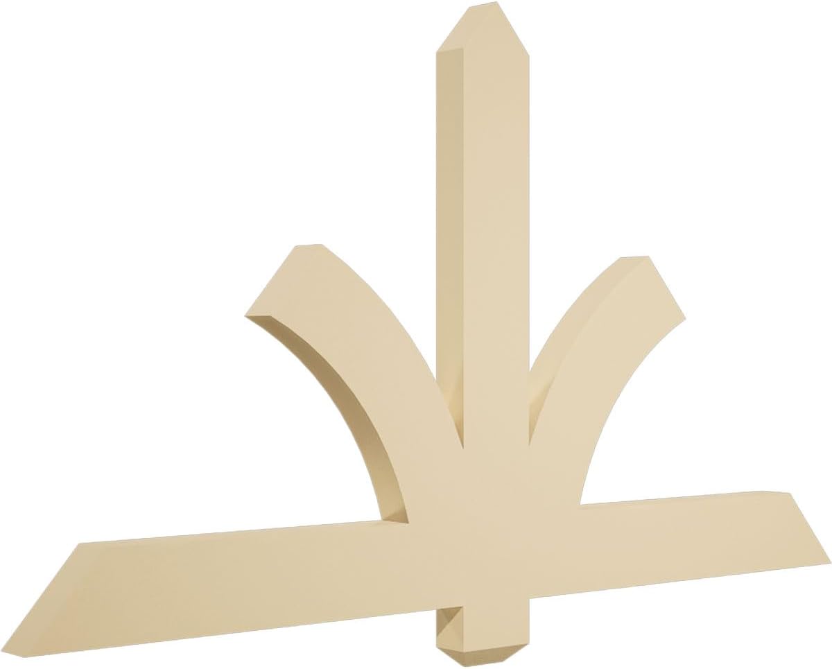 48"W x 28"H x 2"D x 4"F, 14/12 Pitch, Redmond Signature Urethane Gable Bracket, Primed Tan