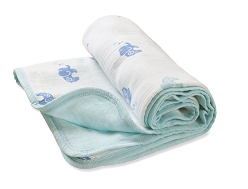aden by aden + anais Stroller Blanket, 100% Cotton Muslin, 4 Layer lightweight and breathable, Large 44 X 44 inch, Jungle Jive - Elephant