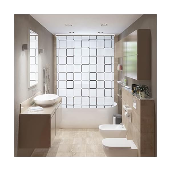 Relaxdays Duschrollo Square, wasserabweisend, Retro Badrollo Wanne u. Dusche, Deckenmontage, 120x240cm, semitransparent – Bild 4