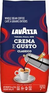 Lavazza, Crema e Gusto Classico, Ganze Arabica und Robusta Kaffeebohnen, Ideal für Espressomaschinen, mit Aromanoten von dunkler Schokolade und Nüssen, Intensität 7/10, Dunkle Röstung, 1 kg Packung