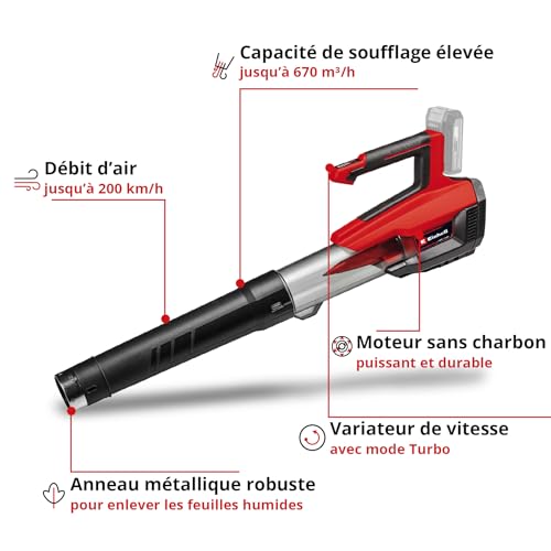 Soplador de hojes Einhell GP LB 18200 Li GK Solo 18V 200 kmh 670 m³h - vue 4