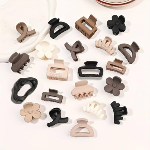 Image of Cerrito Small Hair Claw Clips for Women & Girls - Matte Nonslip Clamps with Strong Hold for Thick & Thin Hair, Neutral Mini Hair Accessories for Everyday Styling (12 Pcs, Multicolor)